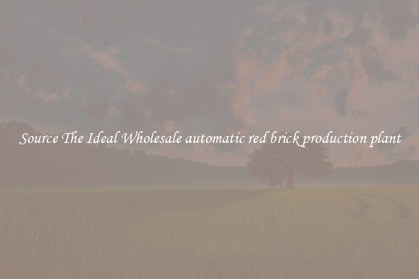 Source The Ideal Wholesale automatic red brick production plant