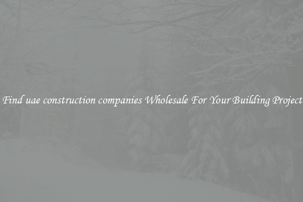 Find uae construction companies Wholesale For Your Building Project