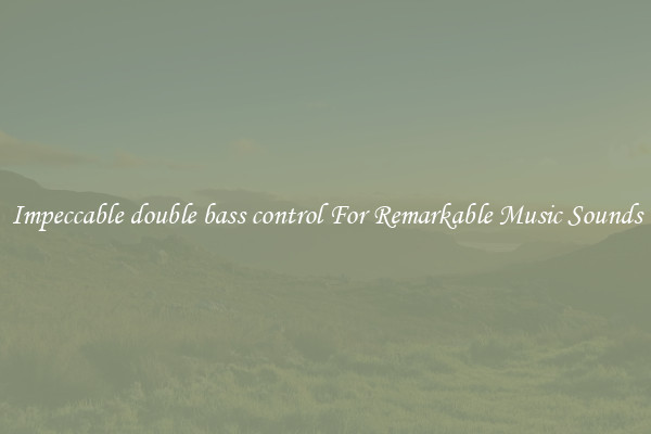 Impeccable double bass control For Remarkable Music Sounds